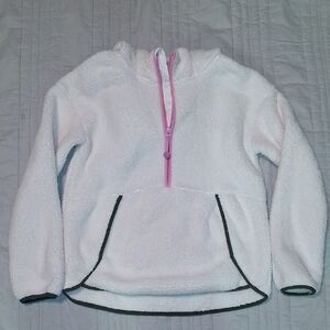 All in Motion White Fleece Jacket with Pink Accents